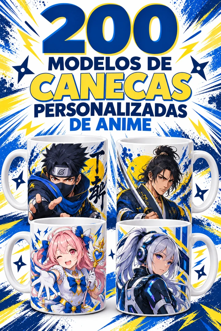 Capa ilustrativa: 200 Modelos de Canecas Personalizadas de Anime